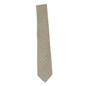 David Donahue Silk‎ Necktie Gold Blue Floral Medallion Italy USA Deadstock